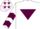 WHITE, maroon inverted triangle & chevrons on sleeves, white cap, maroon stars