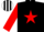 BLACK, red star, red sleeves, black armlet, black & white striped cap