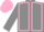 Grey, Pink seams, Pink and Grey halved sleeve, Pink cap