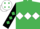 Emerald Green, White triple diamond, Black sleeves, Emerald Green diamonds, White cap, Emerald Green diamonds