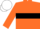 ORANGE, BLACK hoop, WHITE cap