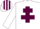 WHITE, maroon cross of lorraine, striped cap