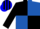 BLACK & ROYAL BLUE QUARTERED, black sleeves, black & blue striped cap