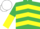 EMERALD GREEN & YELLOW CHEVRONS, halved sleeves, white cap