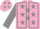 PINK, grey stars, grey seams on sleeves, pink cap, grey stars