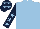 LIGHT BLUE, dark blue sleeves, light blue stars, dark blue cap, light blue stars