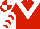 RED, white chevron, white chevrons on sleeves, quartered cap
