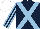 Dark Blue, Light Blue cross belts, striped sleeves, White cap