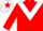 RED, white chevron, white cap, red star