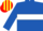 ROYAL BLUE, white hoop & armlet, yellow & red striped cap
