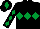 BLACK, EMERALD GREEN triple diamond, diamonds on sleeves, BLACK cap, EMERALD GREEN diamond