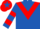 Royal blue, red chevron, hooped sleeves, red cap, royal blue star