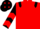 RED, black epaulettes, black sleeves, red chevrons, black cap, red diamonds