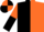 BLACK & ORANGE HALVED, sleeves reversed, quartered cap