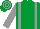 EMERALD GREEN, grey braces & sleeves, hooped cap