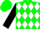 Green, White Diamonds, Black Sleeves
