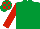 EMERALD GREEN, red sleeves, check cap