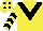 YELLOW, black chevron & chevrons on sleeves, yellow cap, black spots