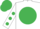 WHITE, emerald green disc & spots on sleeves, emerald green cap