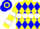 Yellow, Blue Diamonds on White Hoop