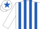 WHITE & ROYAL BLUE STRIPES, royal blue armlet, royal blue star on cap