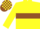YELLOW, brown hoop, yellow sleeves, brown & yellow check cap
