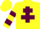 YELLOW, MAROON Cross of Lorraine, hooped sleeves
