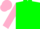 Green, pink sleeves and cap