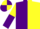 PURPLE & YELLOW HALVED, sleeves reversed, quartered cap
