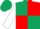 Dark Green and Red (quartered), White sleeves, Dark Green cap