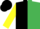 BLACK & EMERALD GREEN HALVED, yellow sleeves, black cap