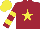 MAROON, yellow star, hooped sleeves, yellow cap