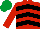 RED & BLACK CHEVRONS, red sleeves, emerald green cap