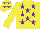 YELLOW, purple stars, yellow cap, purple stars