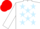 WHITE, light blue stars, white sleeves, red cap