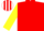 RED, yellow sleeves, red & white striped cap