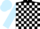 Black and White check, Light Blue sleeves and cap