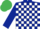 DARK BLUE & WHITE CHECK, dark blue sleeves, emerald green cap