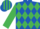ROYAL BLUE & EMERALD GREEN DIAMONDS, emerald green sleeves, striped cap