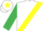 WHITE, yellow sash, emerald green sleeves, white cap, yellow star