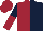 MAROON & DARK BLUE HALVED, sleeves reversed, maroon cap