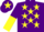 PURPLE, yellow stars, halved sleeves, purple cap, yellow star