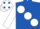 ROYAL BLUE, large white spots, white sleeves, white cap, royal blue spots