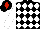 BLACK & WHITE DIAMONDS, white sleeves, black cap, red diamond
