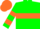 EMERALD  GREEN, orange hoop, hooped sleeves, orange cap