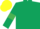 Dark Green, Emerald Green armlets, Yellow cap