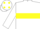 WHITE, yellow hoop & armlet, white cap, yellow spots