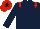 DARK BLUE, red epaulettes, red cap, dark blue star