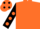 Orange, Black sleeves, Orange spots