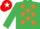 EMERALD GREEN, orange stars, emerald green sleeves, red cap, white star